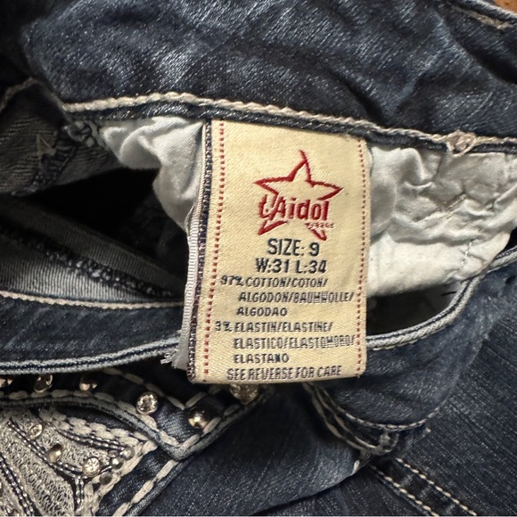 LA IDOL Juniors 9 Vintage Wash Skinny Jeans Embellished Frayed - Picture 8 of 13